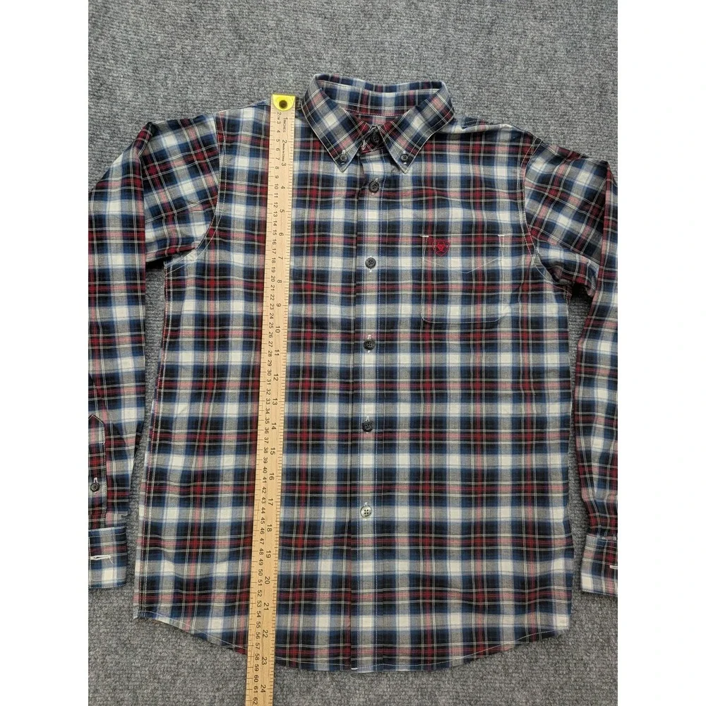 Ariat Pro Series Boys Plaid Button Up Shirt M 10-12 Cowboy‎ Western Ranch Rodeo